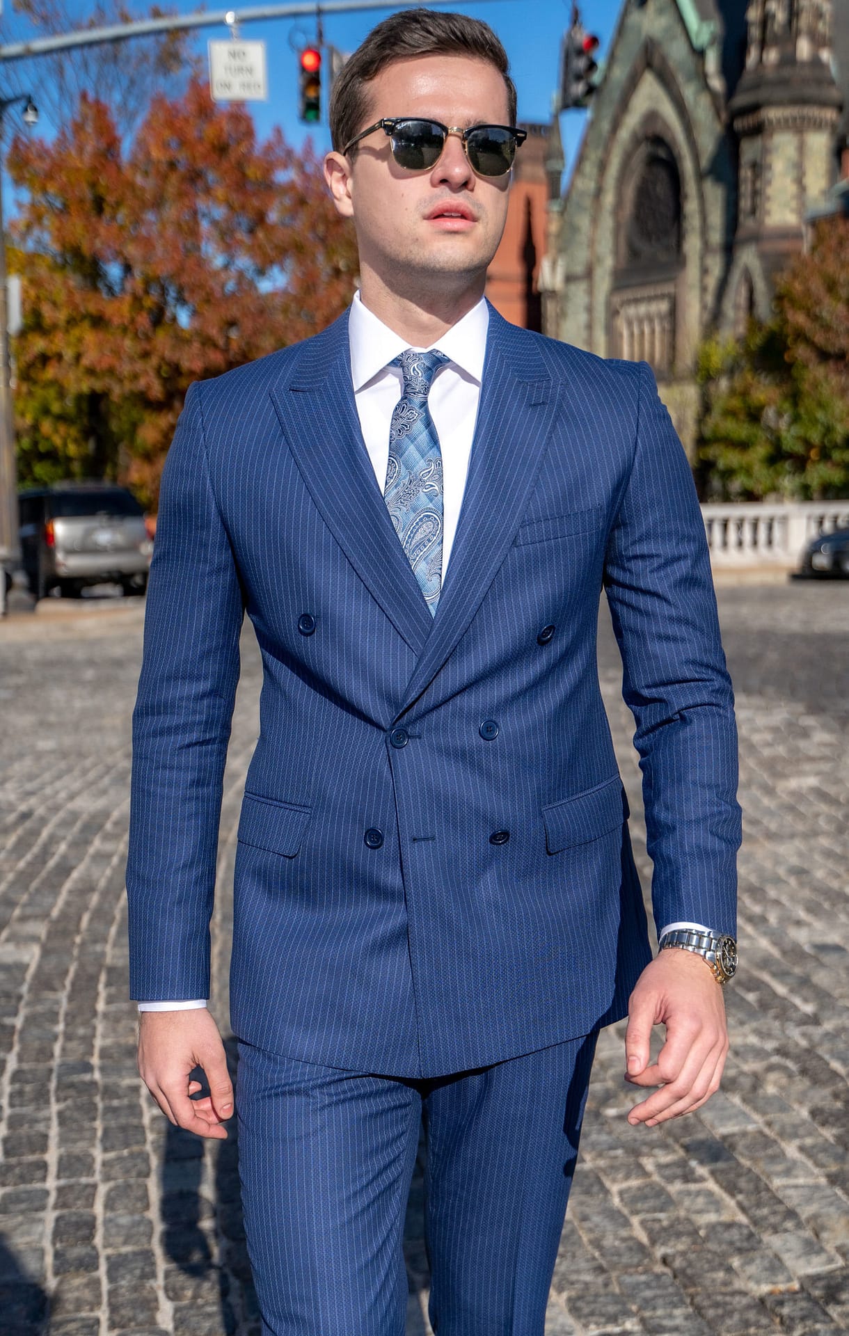 Kingsley Navy Pinstripe Suit Martin Gold