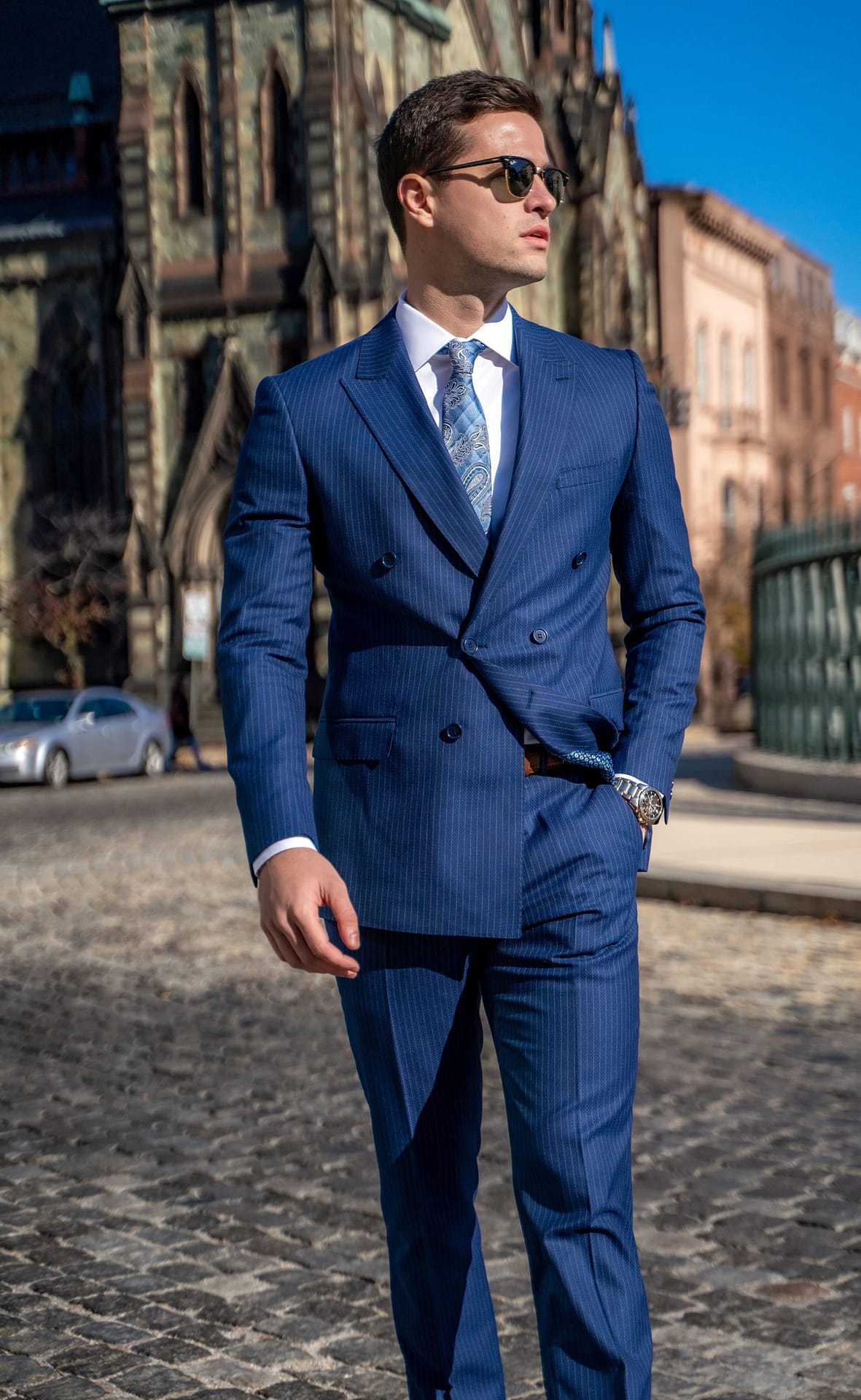 Kingsley Navy Pinstripe Suit Martin Gold